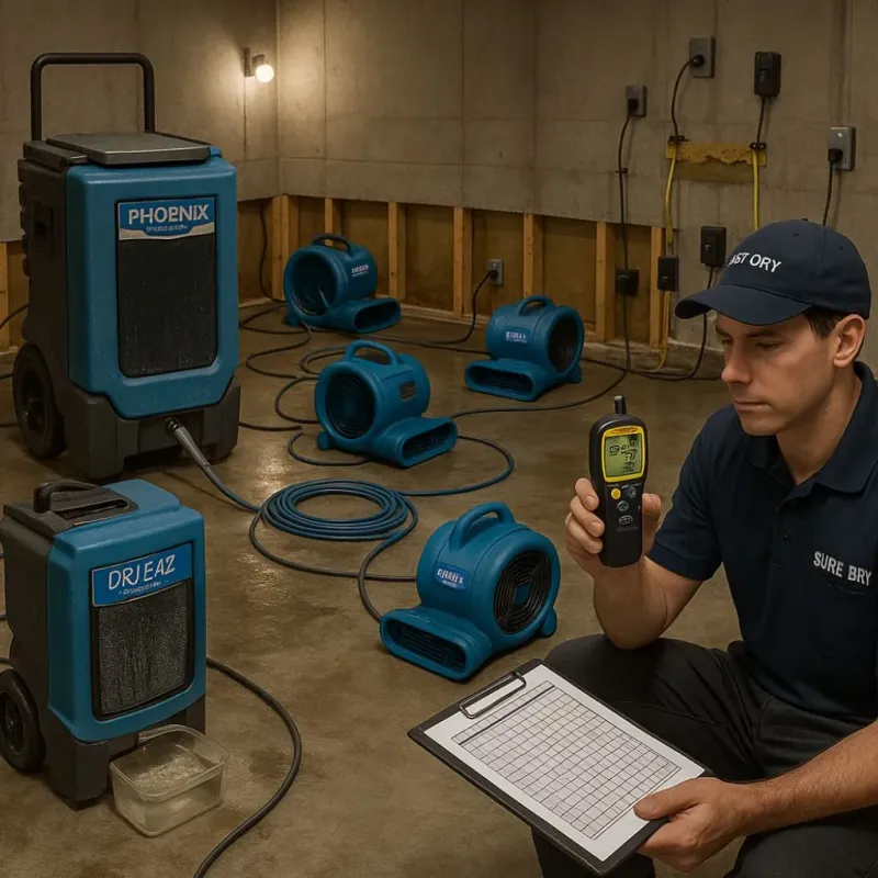 Structural Drying and Dehumidification process in Carolina Beach, NC